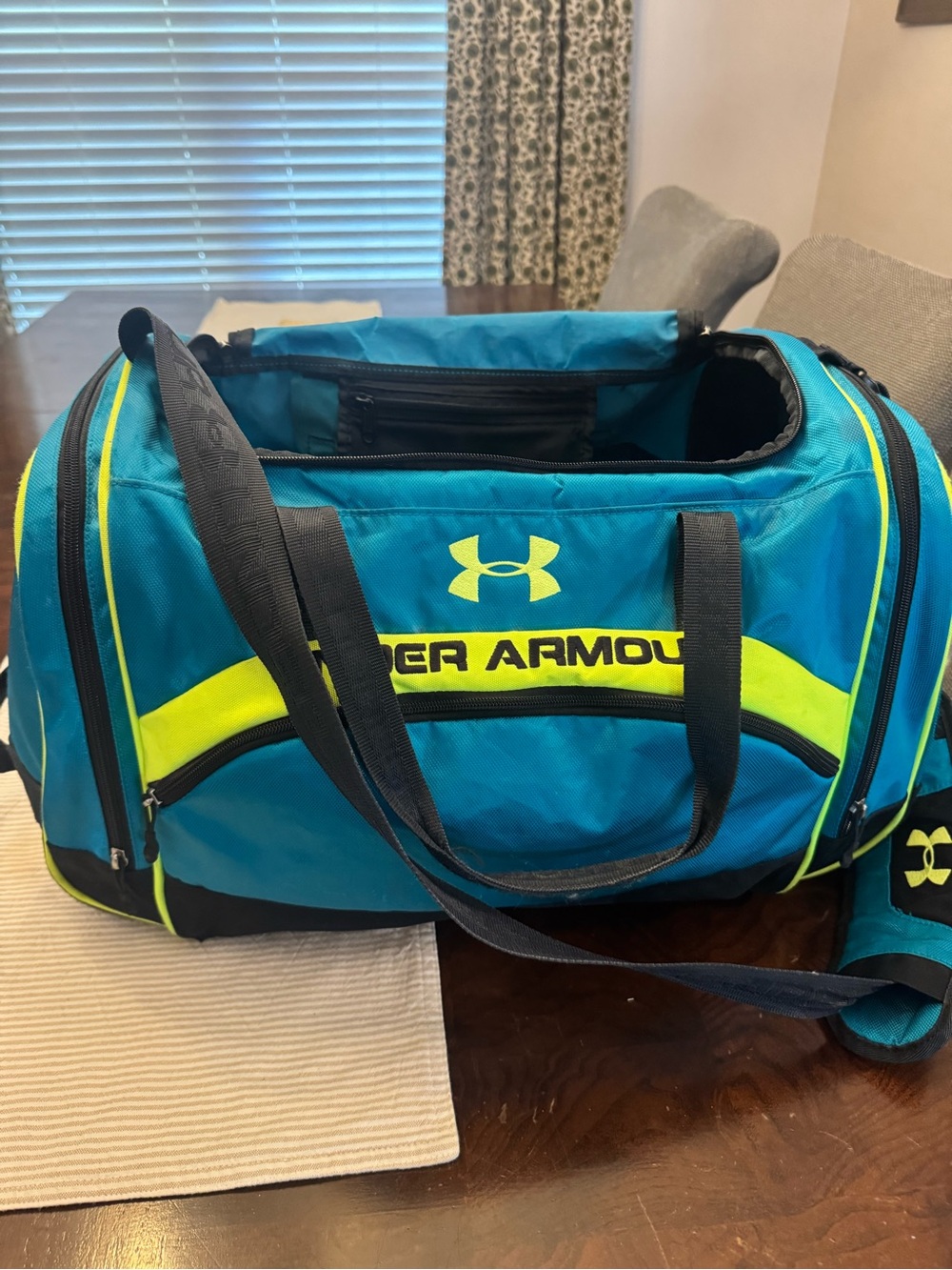 Under Armour Teal and Neon Duffel Bag